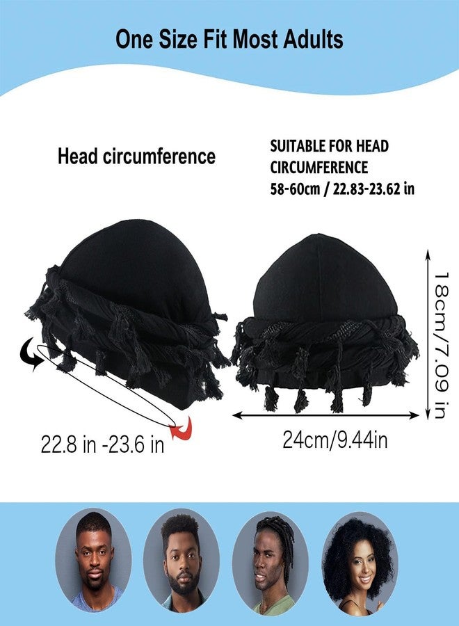 LUHOHI Turban Durag for Men Head Wraps Scarf Kings Crowning Satin Silk Lined Cap Head Pre Tied Pretied Turbines Halo Twist Turban Bonnets for Sleeping Locs Dread Headwraps Hair Hat Coverings, Black - Image 5